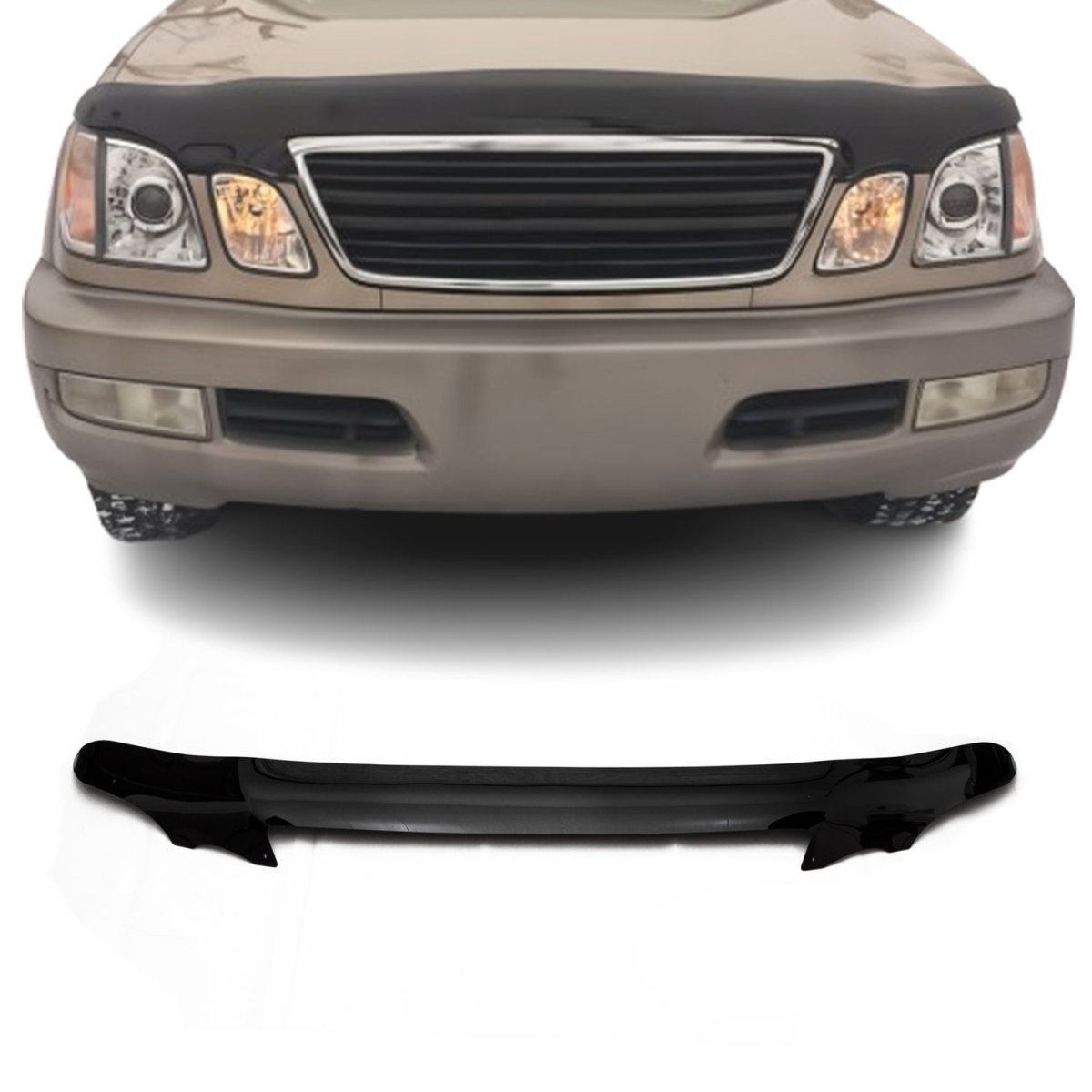 Lexus LX470 Hood Deflector - Front - Omac - Logo - Black - '98-'07 Lexus LX470 Hood Deflector - Front - Omac - Logo - Black - '98-'07